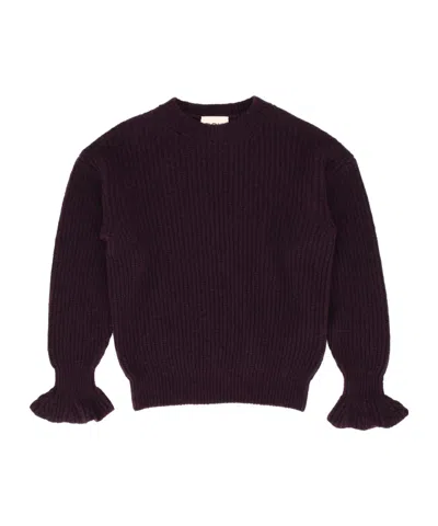 Douuod Ruffled-cuff Chunky-knit Sweater In Brown
