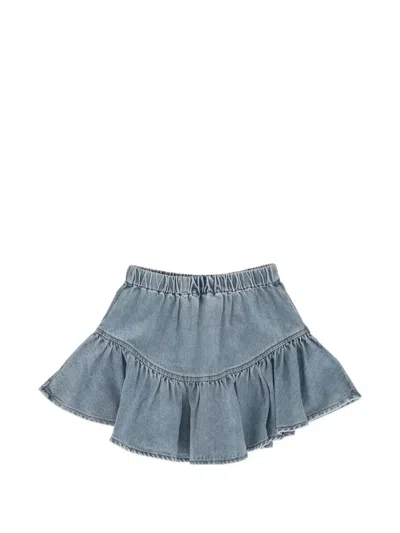 Douuod Kids' Ruffled-trim Denim Skirt In Blue