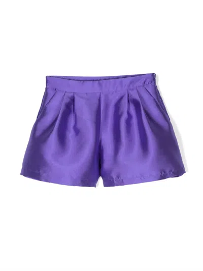 Douuod Kids' Satin Pleated Mini Shorts In Purple