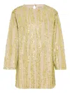 Douuod Sequin Long-sleeve Dress In Yellow