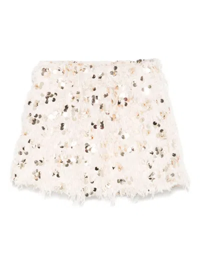 Douuod Kids' Sequined Mini Skirt In Cream