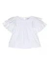 Douuod Ruffled-sleeves Cotton Blouse In White