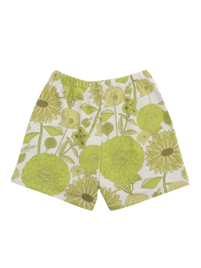 Douuod Kids' Shorts With Yellow Flowers In White