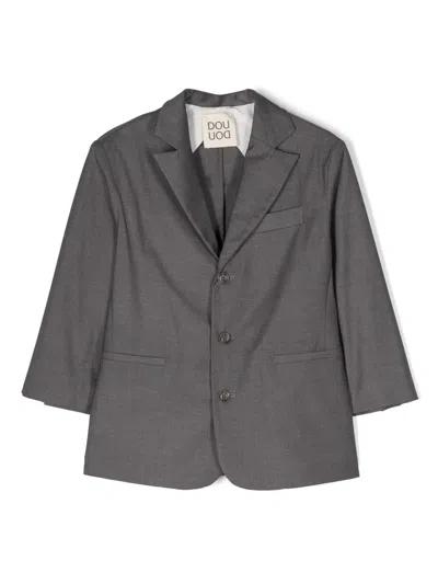Douuod Kids' Single-breasted Blazer In Grey