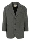 Douuod Three-button Wool Blazer In Gray