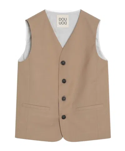 DOUUOD BUTTON-FASTENING SLEEVELESS WAISTCOAT