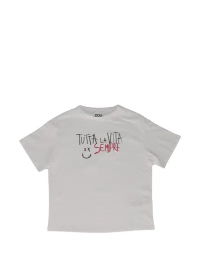 Douuod Slogan-print Short-sleeve T-shirt In White