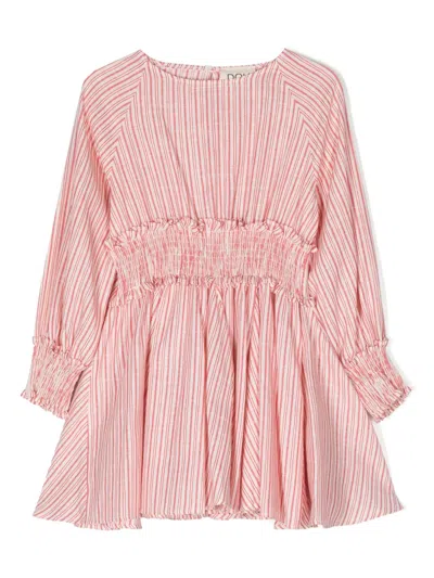 Douuod Kids' Smocked-waist Striped Dress In Neutrals