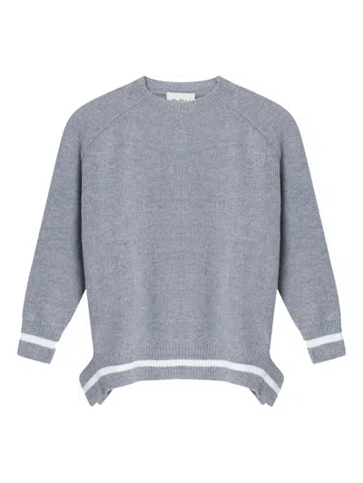 Douuod Kids' Star-appliqué Striped Knitwear In Gray