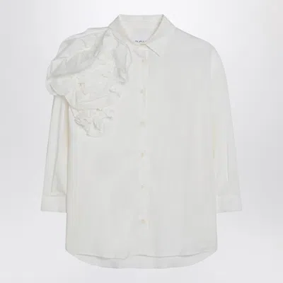 Douuod Striped Shirt Lime/white In Cotton