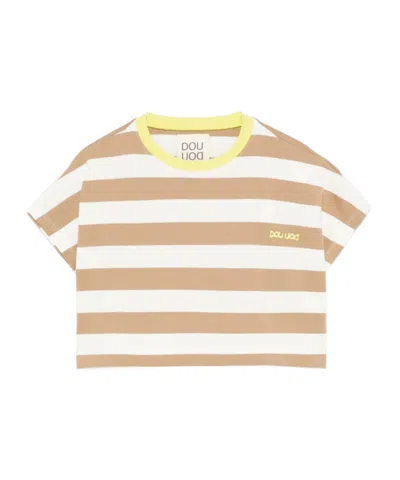 Douuod Kids' Striped T-shirt In Cream