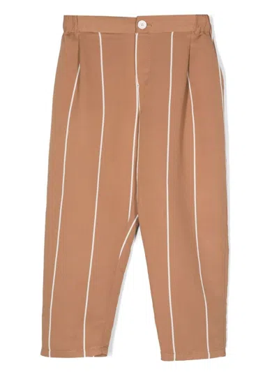 Douuod Kids' Striped Trousers In Brown