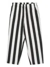 Douuod Striped Tapered Trousers In Black