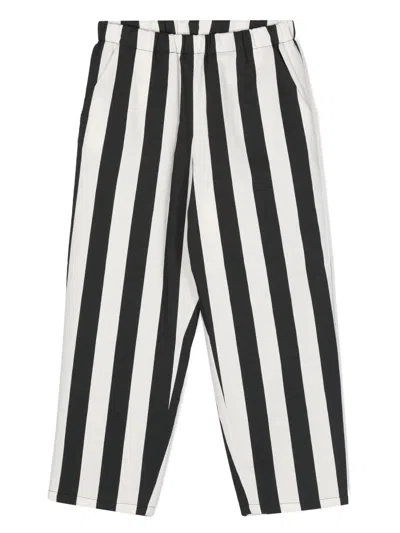 Douuod Kids' Striped Tapered Trousers In Cream