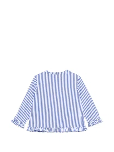 Douuod Kids' Stripe-print Ruffled Top In Blue