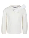 Douuod Ivory T-shirt For Girl With Bow In White