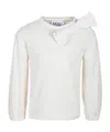 Douuod Ivory T-shirt For Girl With Bow In White