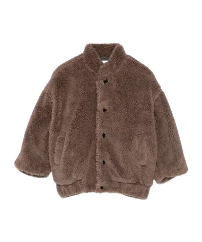 Douuod Teddy-texture Press-stud Jacket In Brown