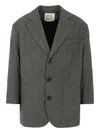 Douuod Three-button Wool Blazer In Green