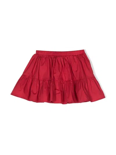 Douuod Kids' Tiered Cotton Mini Skirt In Red