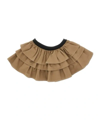 Douuod Kids' Tiered Ruffled Cotton Skirt In Brown