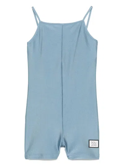 Douuod Kids' Tuta Corta Con Logo In Blue