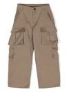 Douuod Twill Cotton Cargo Trousers In Brown