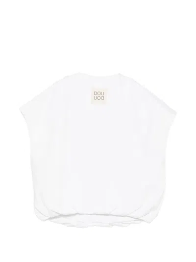Douuod Kids' V-neck Short-sleeve Sweatshirt In White