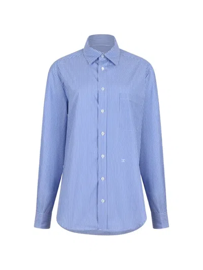 Douuod Vertical-stripe Long-sleeve Shirt In Blue
