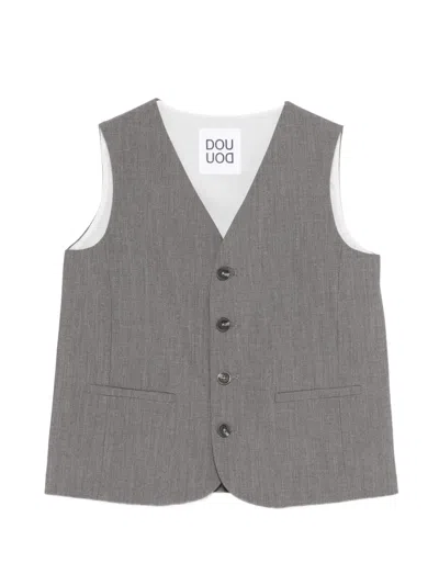 Douuod Kids' V-neck Button Gilet In Gray