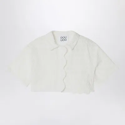 Douuod White Cropped Shirt In Cotton