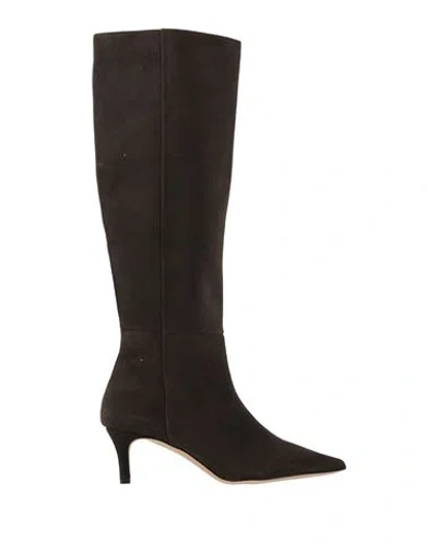 Douuod Woman Boot Dark Brown Size 8 Leather In Black