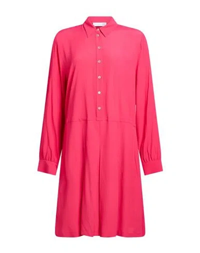 Douuod Woman Midi Dress Magenta Size 2 Acrylic, Silk In Pink