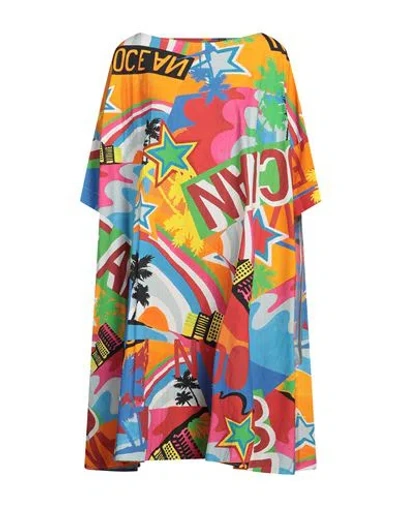 Douuod Woman Midi Dress Orange Size 4 Cotton