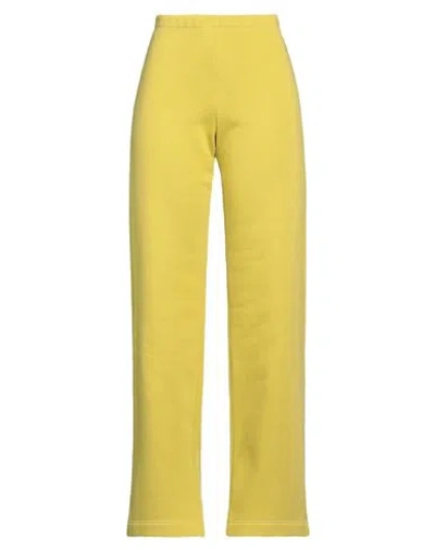 Douuod Woman Pants Acid Green Size S Cotton, Polyester In Yellow
