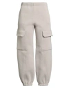 Douuod Woman Pants Taupe Size L Cotton, Polyethylene In Gray