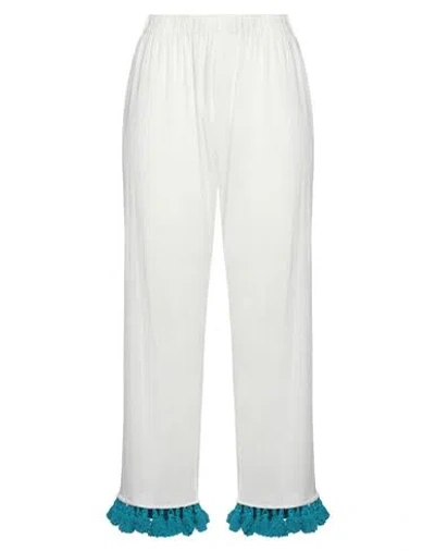 Douuod Woman Pants White Size M Cotton