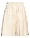 Douuod Woman Shorts & Bermuda Shorts Beige Size 6 Polyurethane, Viscose