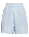 Douuod Woman Shorts & Bermuda Shorts Light Blue Size 6 Viscose, Silk In Blue