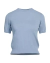 Douuod Woman Sweater Light Blue Size L Cotton, Silk In Blue