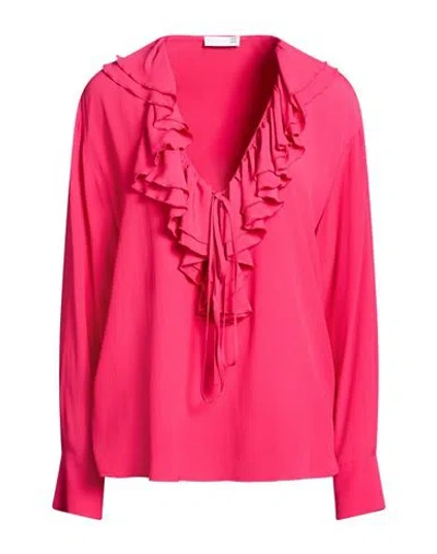 Douuod Woman Top Magenta Size 8 Acrylic, Silk In Red