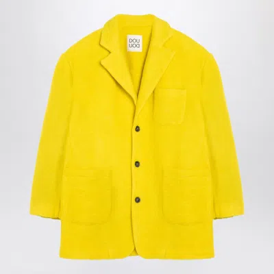 DOUUOD DOUUOD YELLOW SINGLE BREASTED COAT IN WOOL BLEND