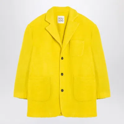 DOUUOD YELLOW SINGLE-BREASTED COAT IN WOOL BLEND