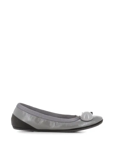 Dove Nuotano Gli Squali Embellished Patent-leather Ballet Flats In Gray