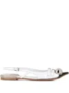 Dove Nuotano Gli Squali Embellished Slingback Ballerinas In White