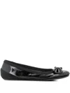 Dove Nuotano Gli Squali Leather Ballerina Shoes In Black