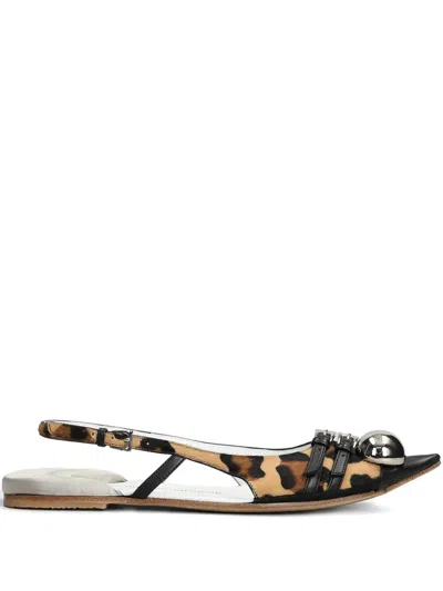 DOVE NUOTANO GLI SQUALI LEOPARD-PRINT FLAT PUMPS