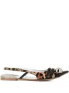 Dove Nuotano Gli Squali Leopard-print Slingback Flats In Neutrals