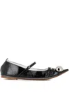 Dove Nuotano Gli Squali Patent Leather Ballet Flats In Black