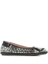 Dove Nuotano Gli Squali Stud-embellished Square-toe Ballet Flats In Black